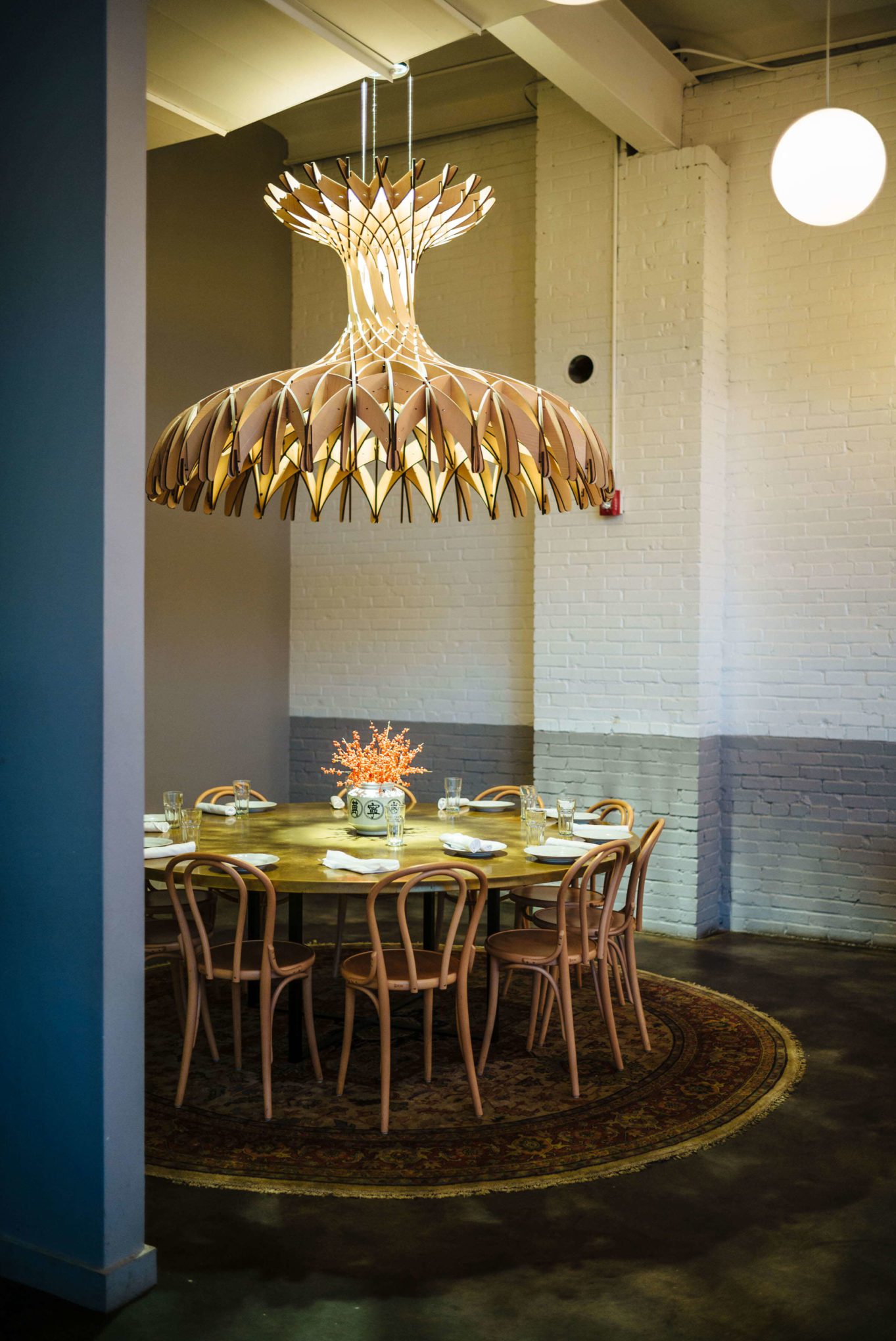 This wooden light fixture is magnificent and the perfect setting for a fun party with friends! Brewery Bhavana in Raleigh has amazing dim sum and beer and should not be missed. The Taste Edit