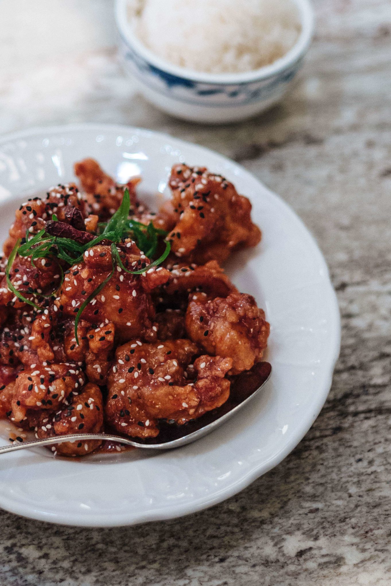 Our favorite dish at Brewery Bhavana in Raleigh was the GENERAL TSO CHICKEN, crunchy chicken tossed in sweet and tangy hibiscus sauce The Taste Edit