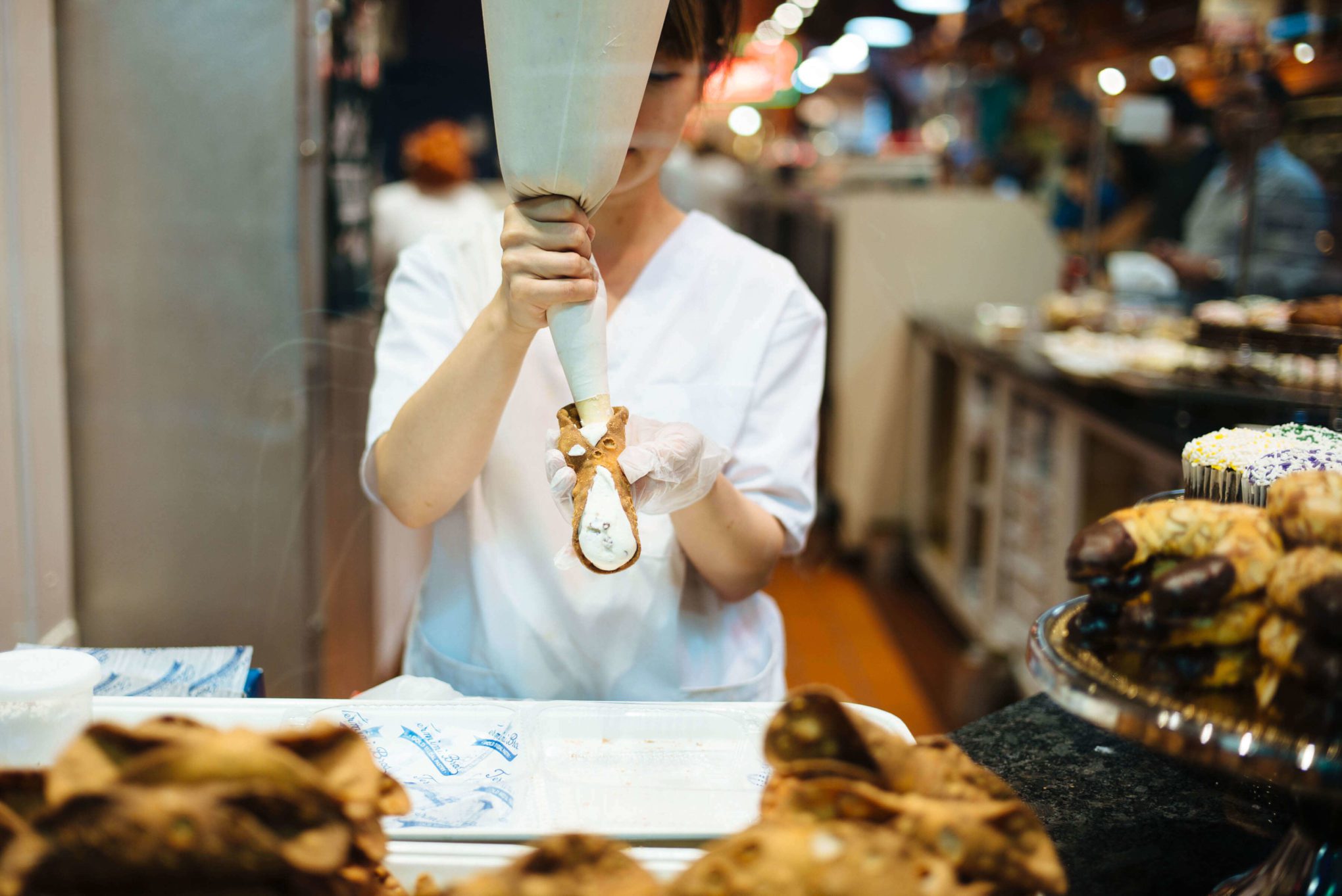 You'll want a freshly filled Cannoli at Reading Terminal Market. Visit Philadelphia for some of the best food and historical sites. You must visit the Termini Brothers for some of the best Italian pastries like cannoli and cakes #thetasteedit #travel #philadelphia #market #cannoli #food