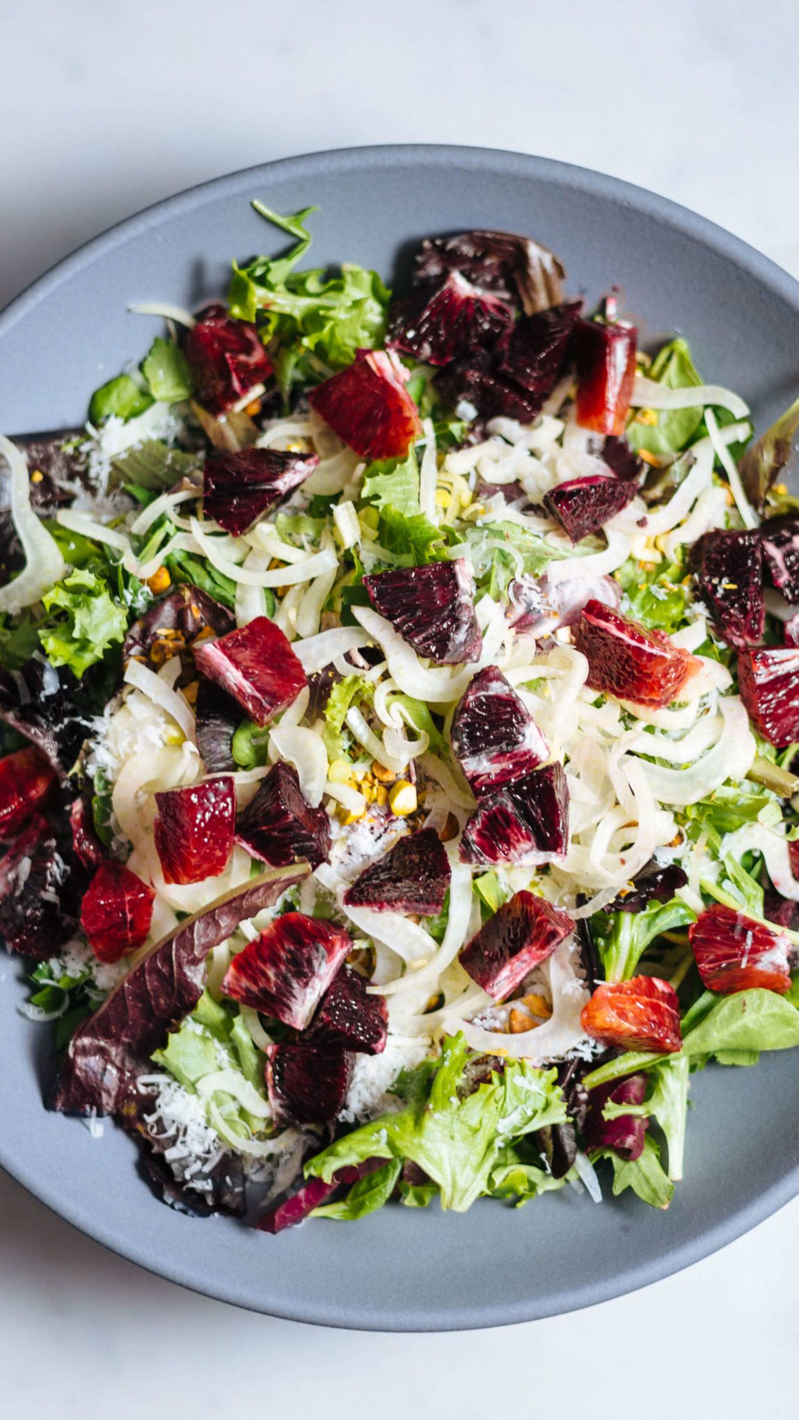 Make this simple blood orange and burrata salad with fennel and pistachios from The Taste Edit