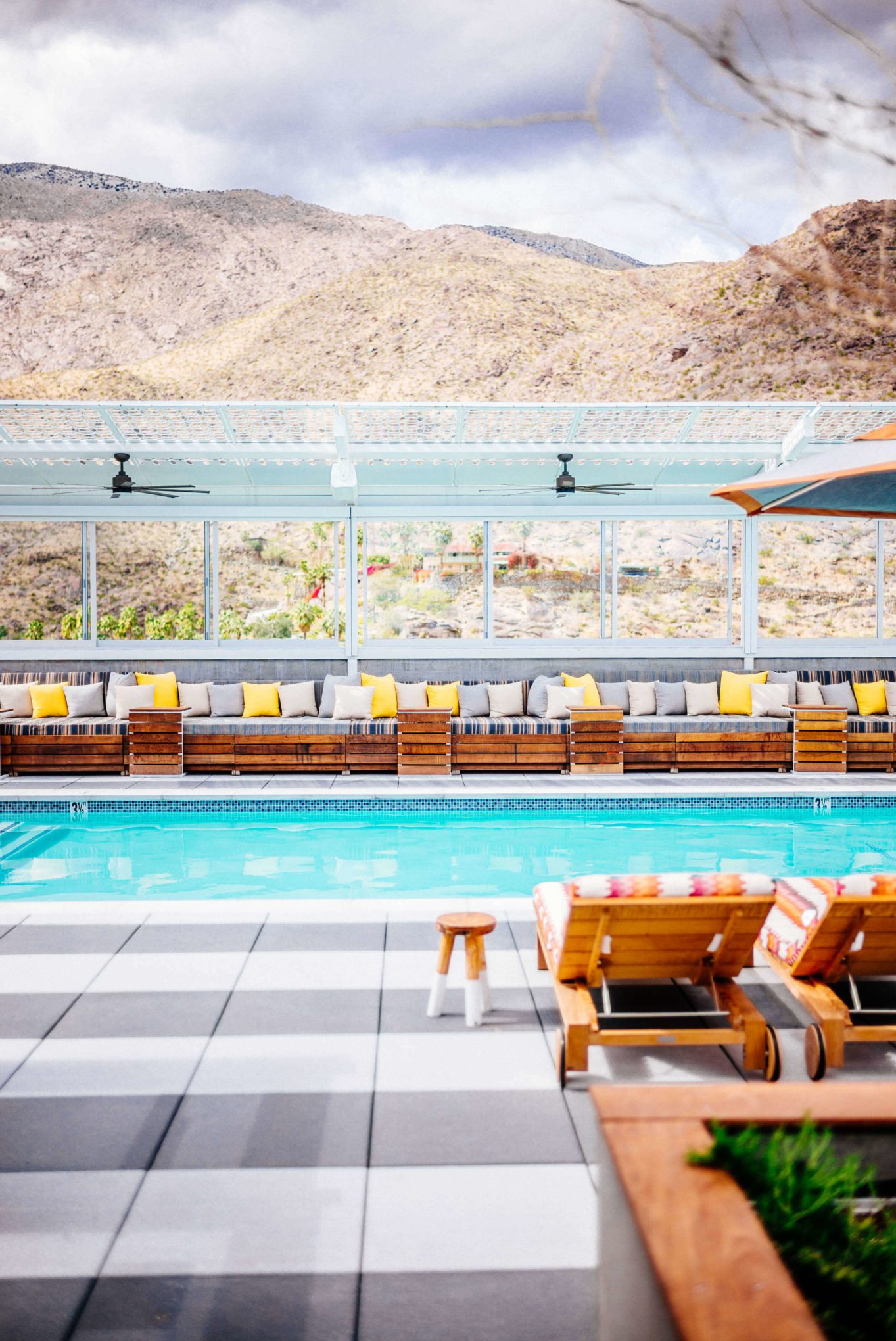 Stay at the Kimpton with a rooftop Pool at the Kimpton Rowan Hotel in Palm Springs has 360 views of Palm Springs, it also has one of the best rooftop patios in Palm Springs, it's a dessert retreat, The Taste Edit