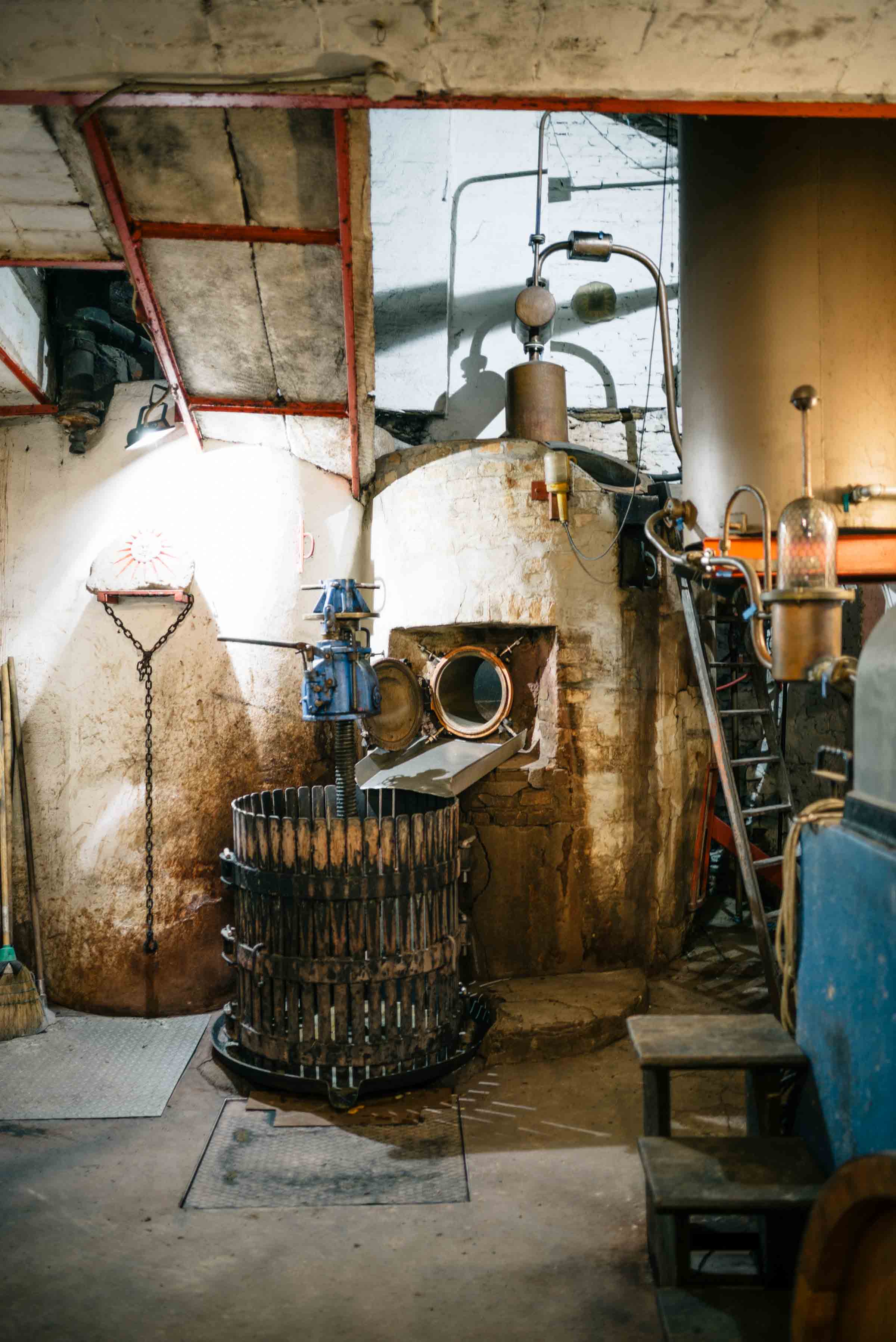 Romano Levi's direct-fire still. The Taste Edit visiting Romano Levi Grappa distillery in Piedmont, Italy.