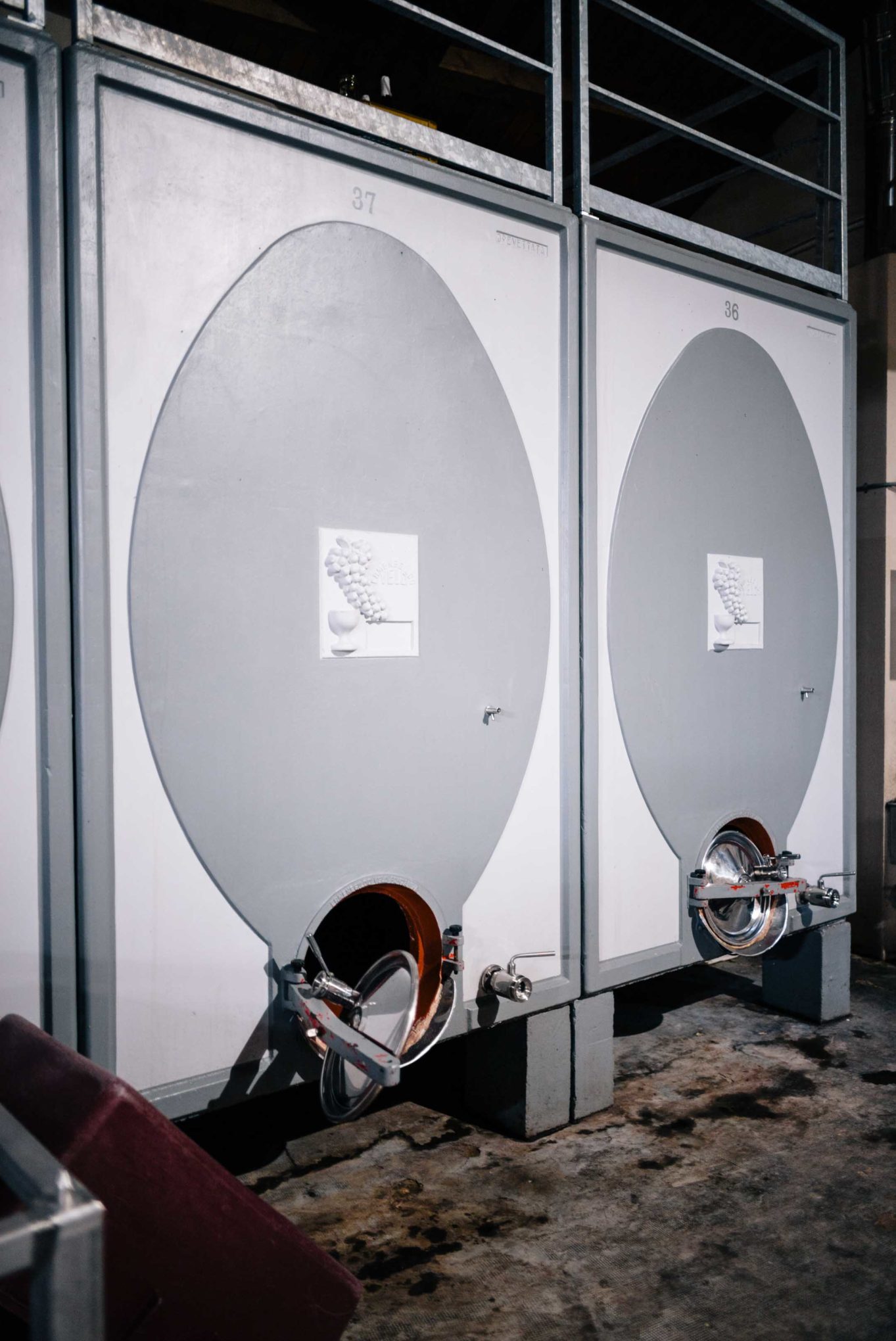 Cement wine tanks at legendary winery Bartolo Mascarello in Piedmont, one of the best wineries in piedmont, see The Taste Edit’s visit.