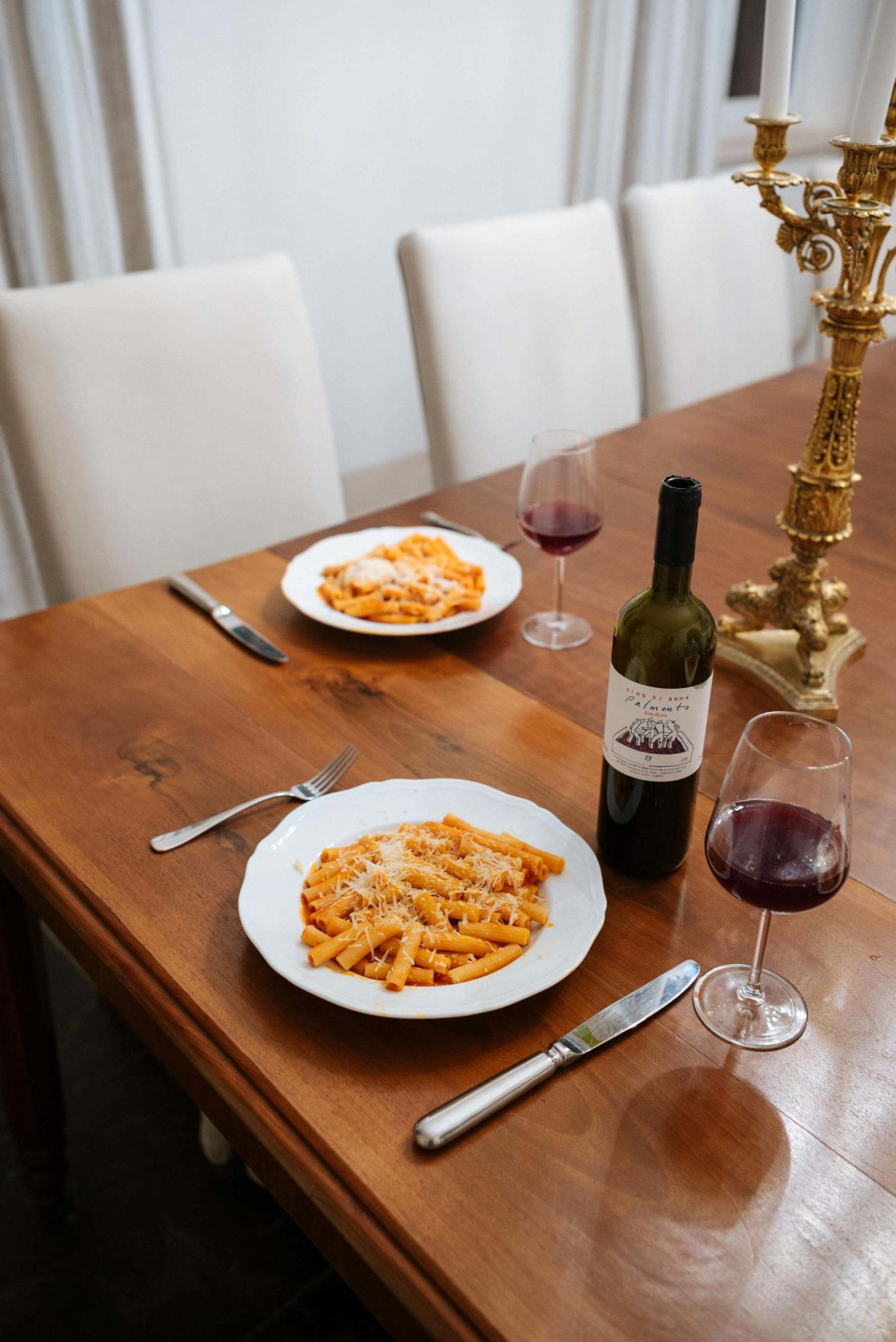 The Taste Edit makes pasta for dinner with red wine at Don Venerando in Sicily, Italy.