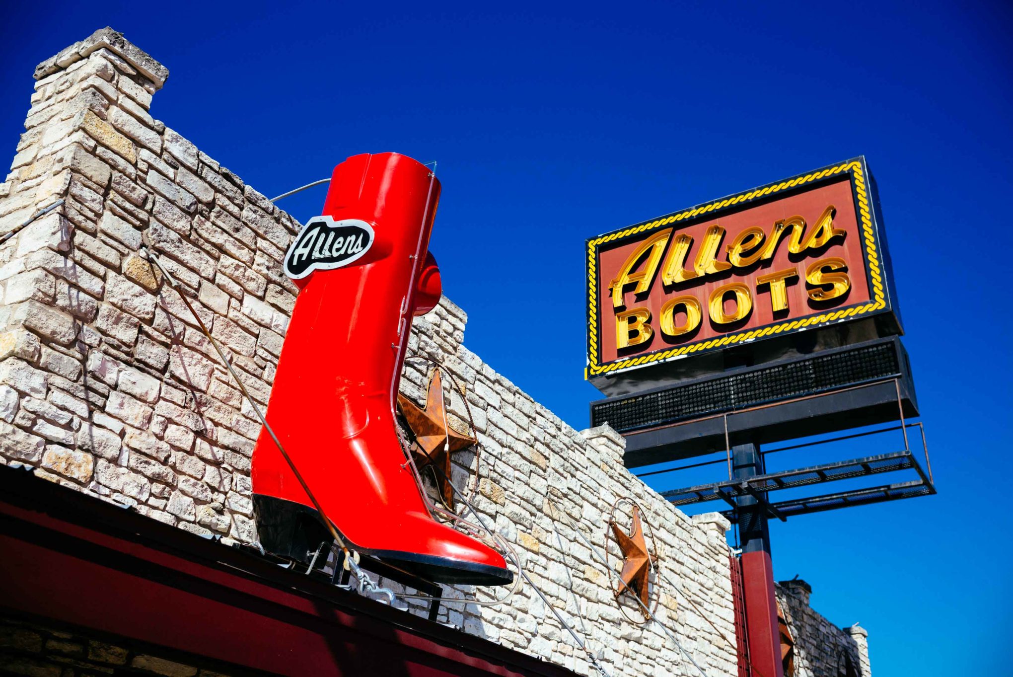 GO to Allens Boots in Austin for cowboy boots and hats