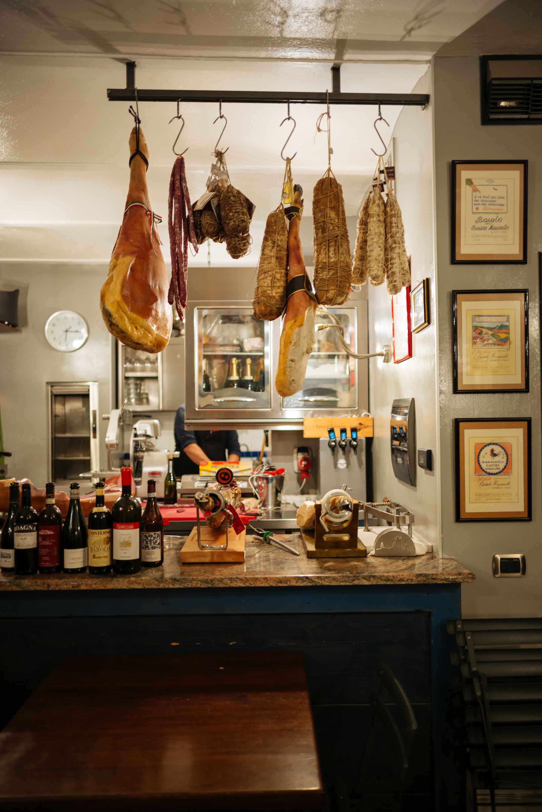 Go to Vinoteca Centro Storico in Serralunga for good food and amazing local wines and champagnes - an array of amazon cured meats