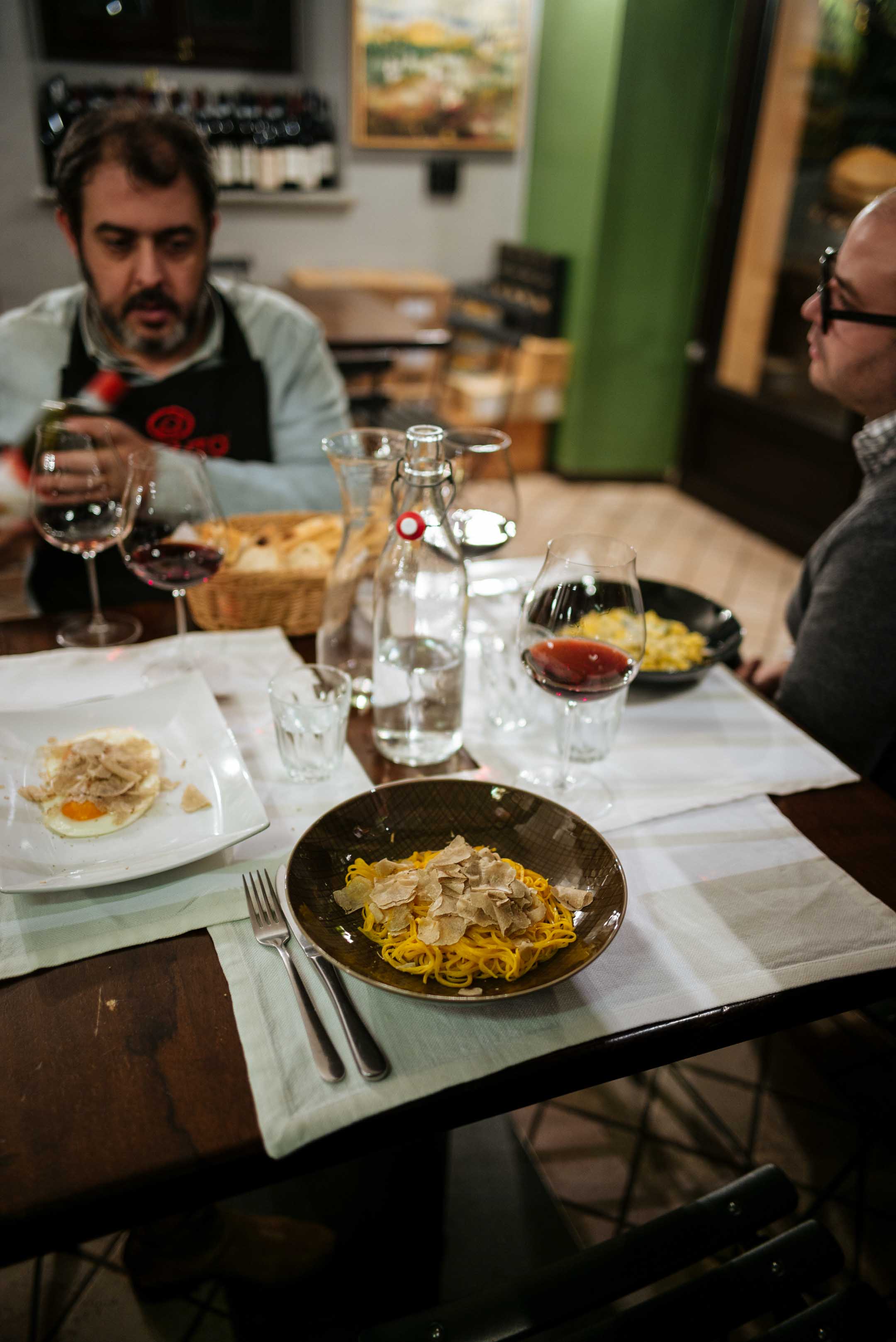 Go to Vinoteca Centro Storico in Serralunga tajarin topped with fresh truffles and agnolotti 