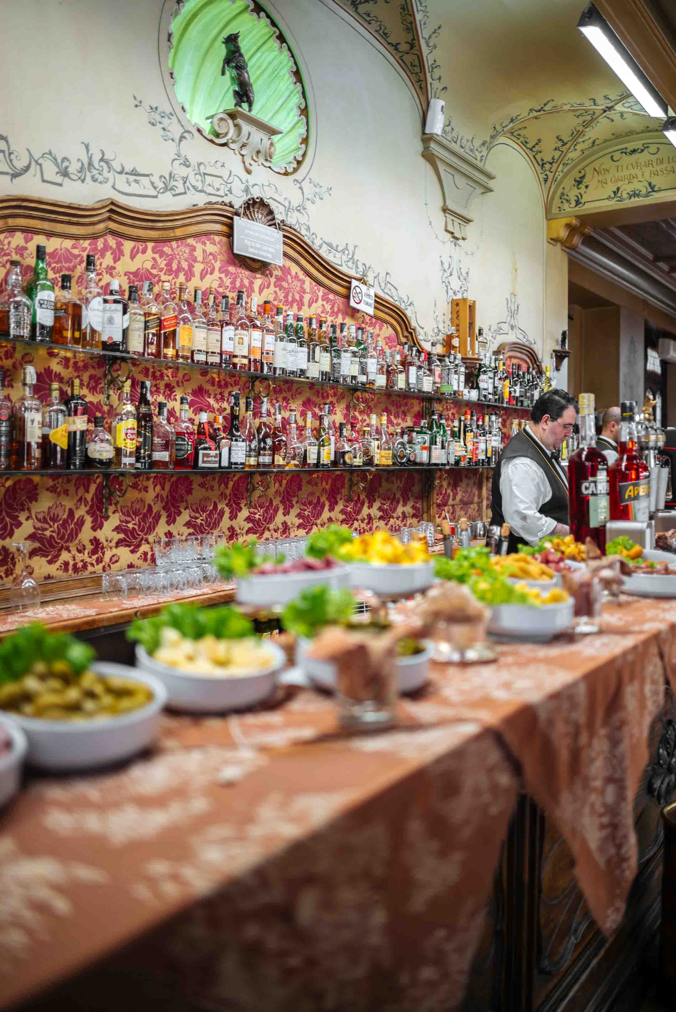 Apertivo inside at Caffe Torino in italy