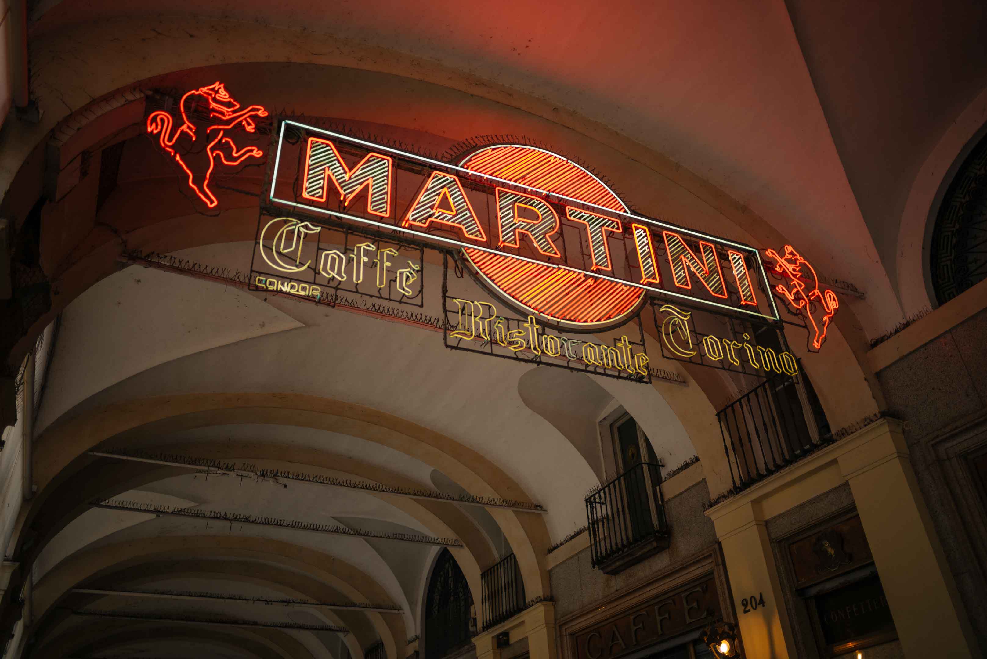 Martini sign at Caffe Torino bar in Torino Italy