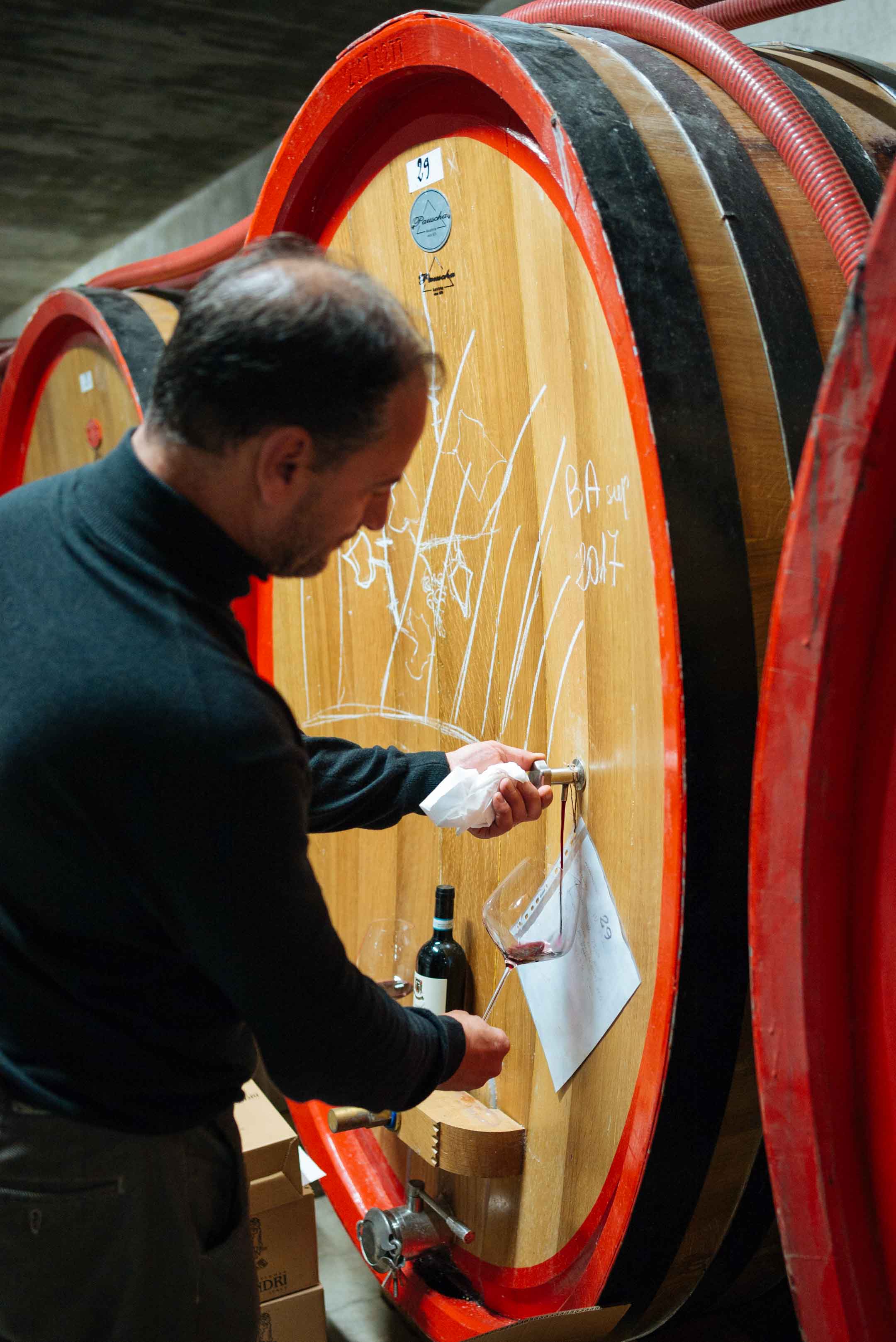 Winemaker Elio Sandri in Barolo gives us a tour of his small production natural wine winery