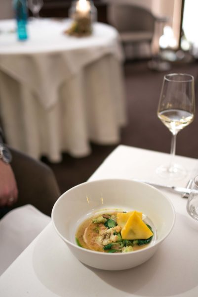 German Vegetarian lettuce pasta course at Entenstuben Michelin Star Nuremberg restaurant