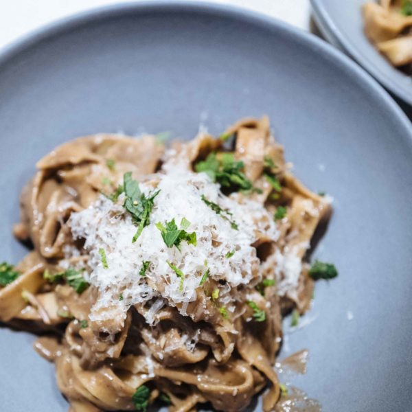 The Taste makes a creamy Florentine mushroom pasta that's vegetarian including mint and cheese