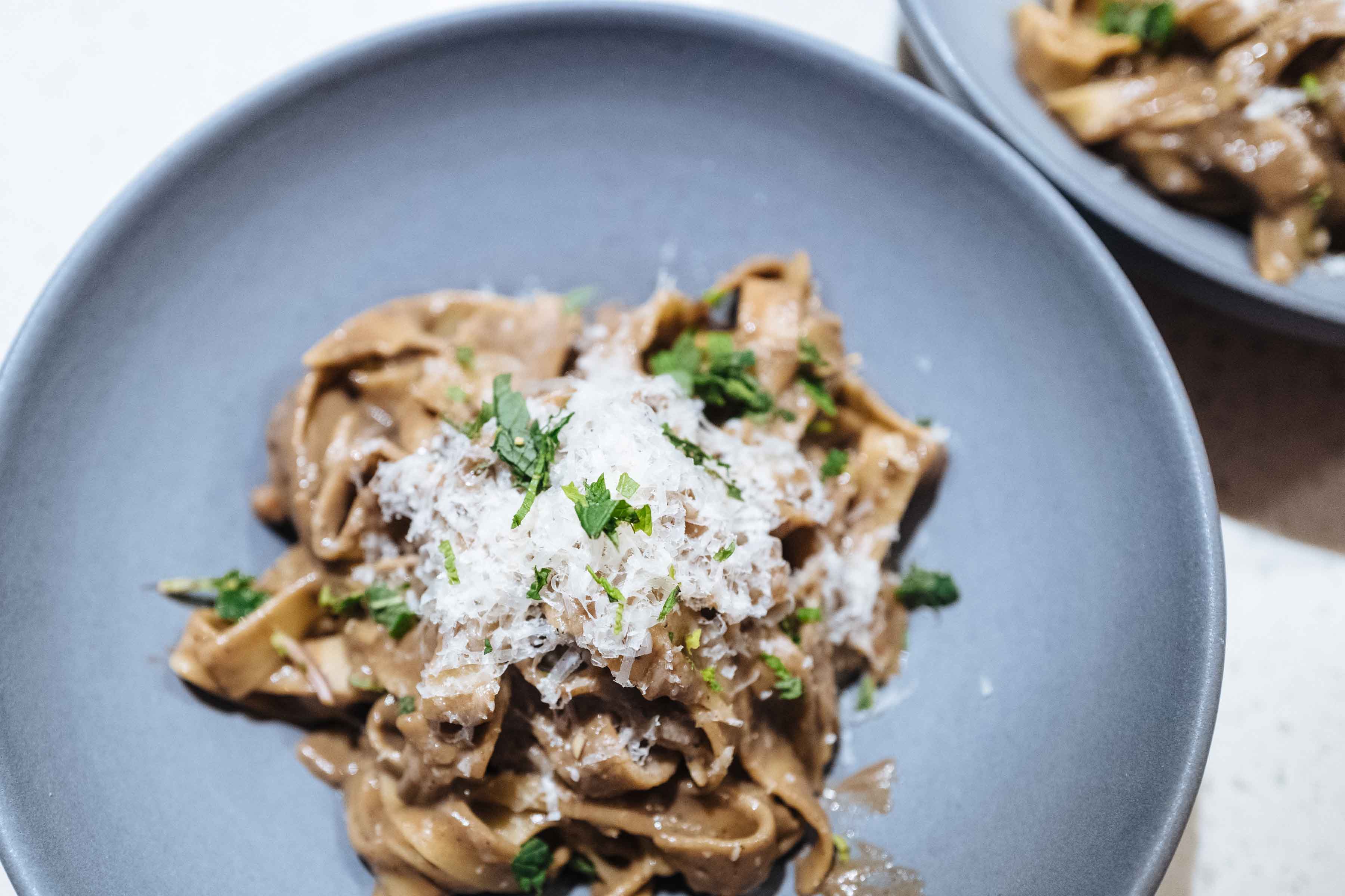 The Taste makes a creamy Florentine mushroom pasta that's vegetarian including mint and cheese | thetasteedit.com #easyrecipe #pasta #mushroom