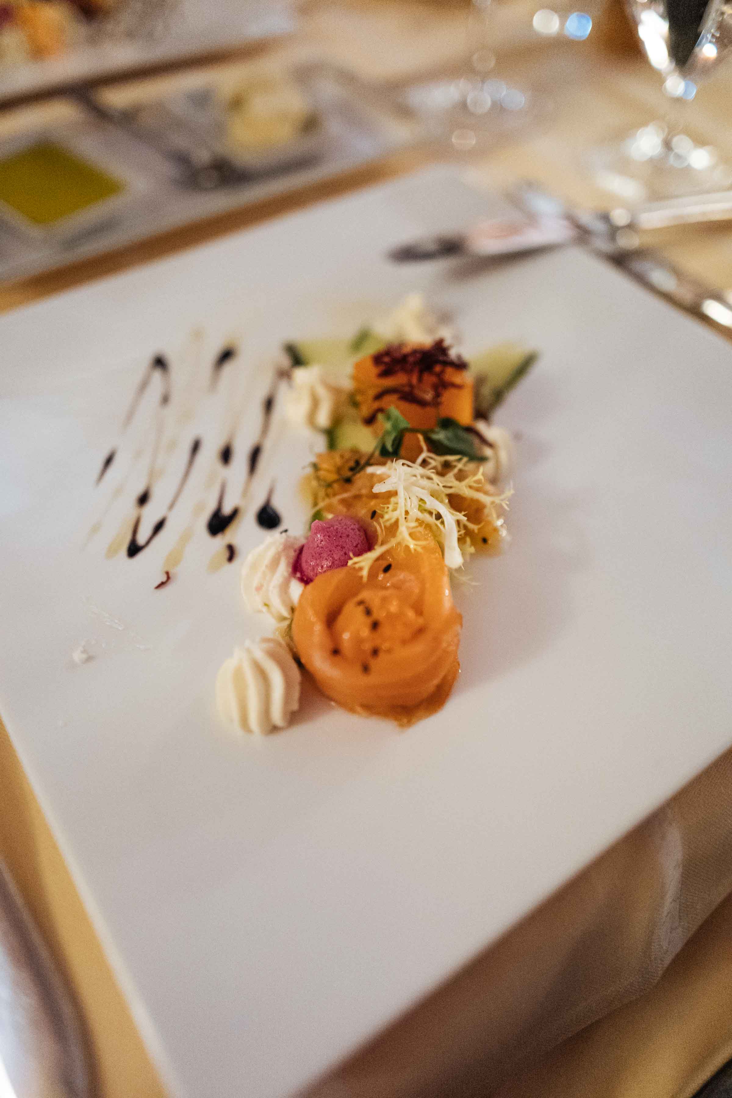Have dinner in the dining room at this historic restaurant in Klosters near Davos starting with a smoked salmon appetizer | The Taste Edit #travel #switzerland #swiss #restaurant #food