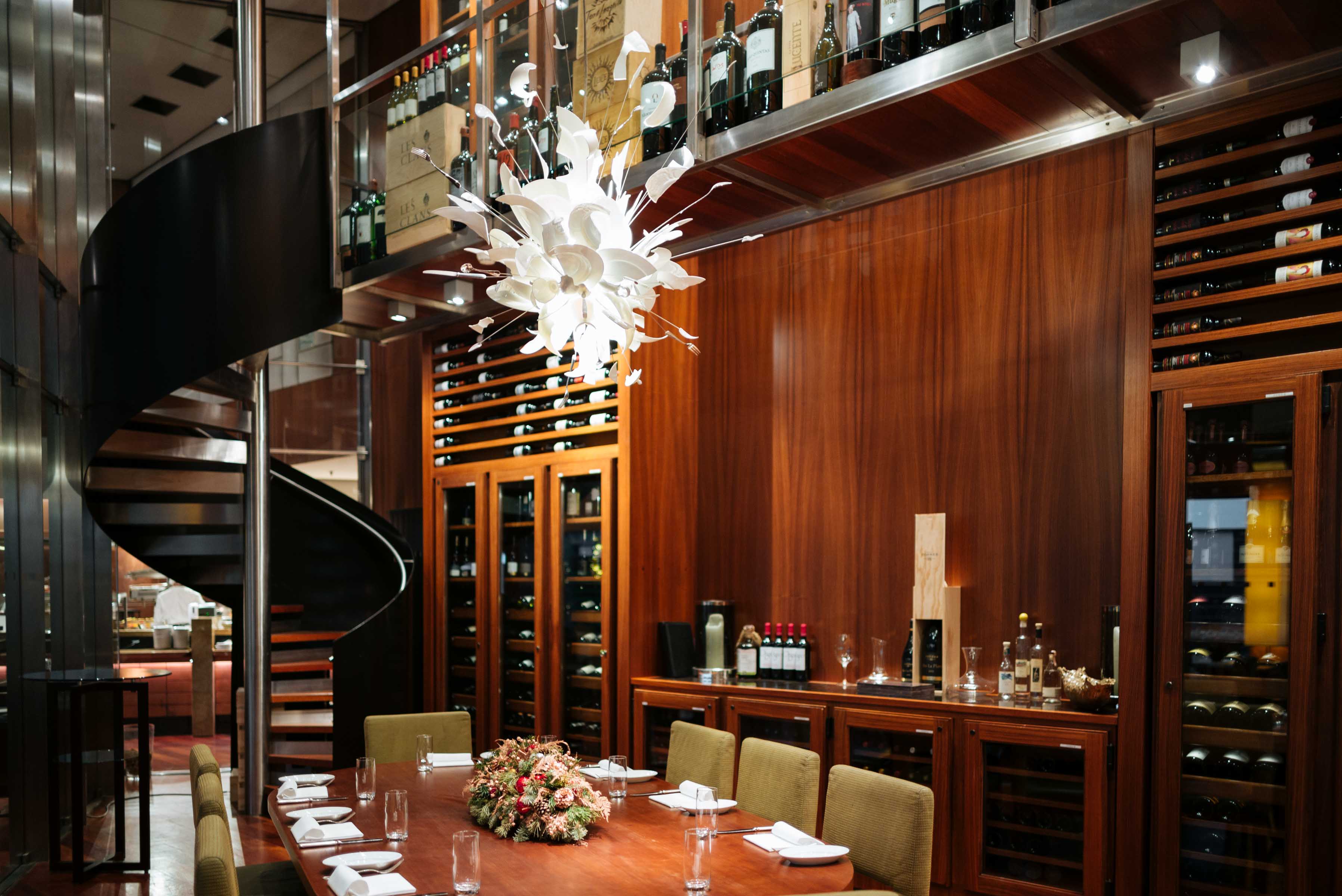 Beautiful chandelier in the wine cellar of Zurich restaurant parkhuus at the Park Hyatt Zurich Hotel in Switzerland