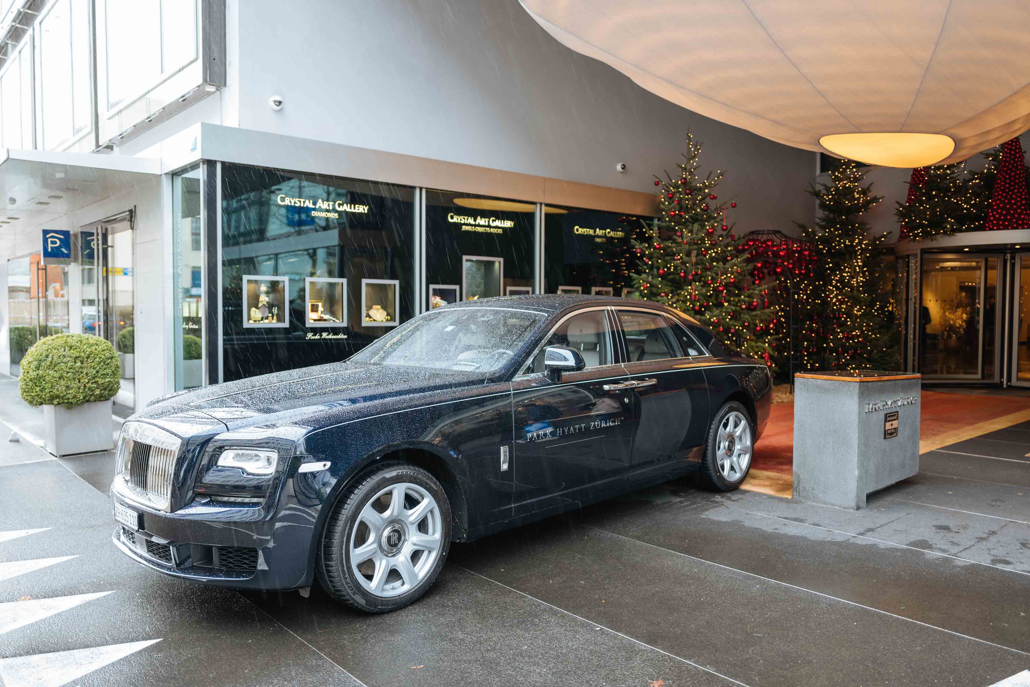 The Park Hyatt Zurich Hotel in Switzerland for a modern luxury hotel offers a Rolls Royce house car