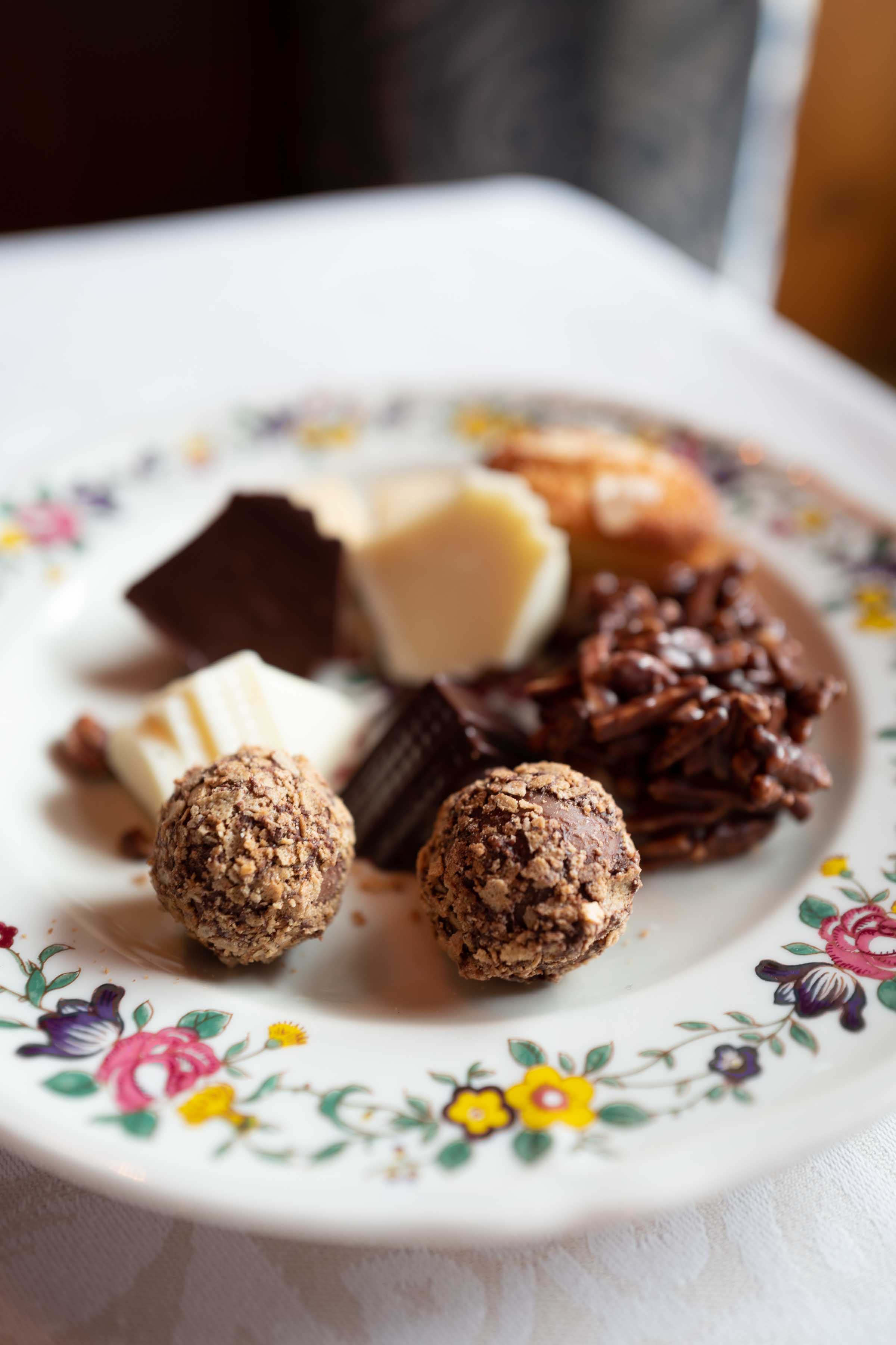 Finish your meal at Chesa Veglia with a delightful plate of chocolates | thetasteedit.com #travel #switzerland #stmoritz