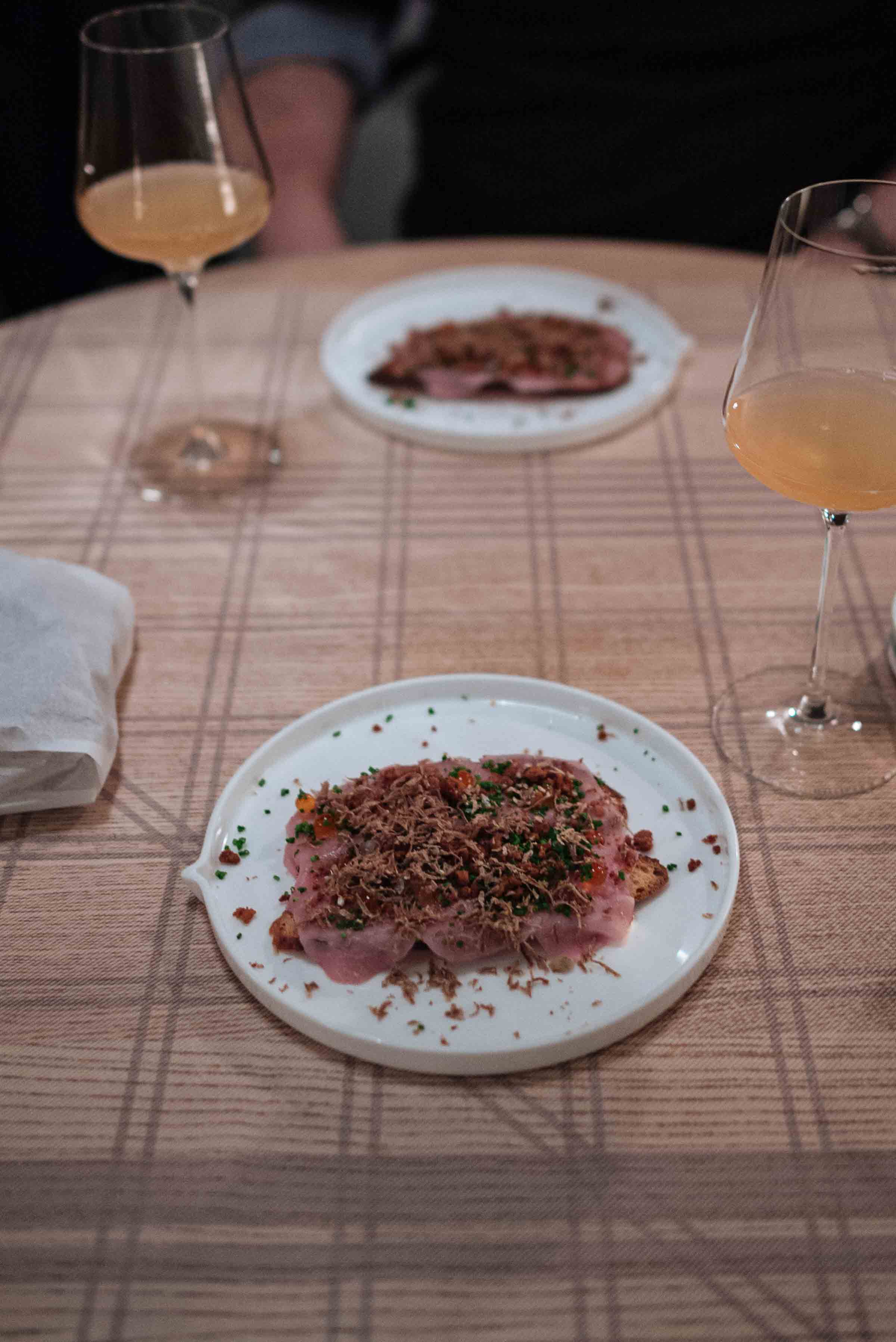 Zurich Restaurant Maison Manesse offers pork carpaccio with shaved truffles from Piedmont