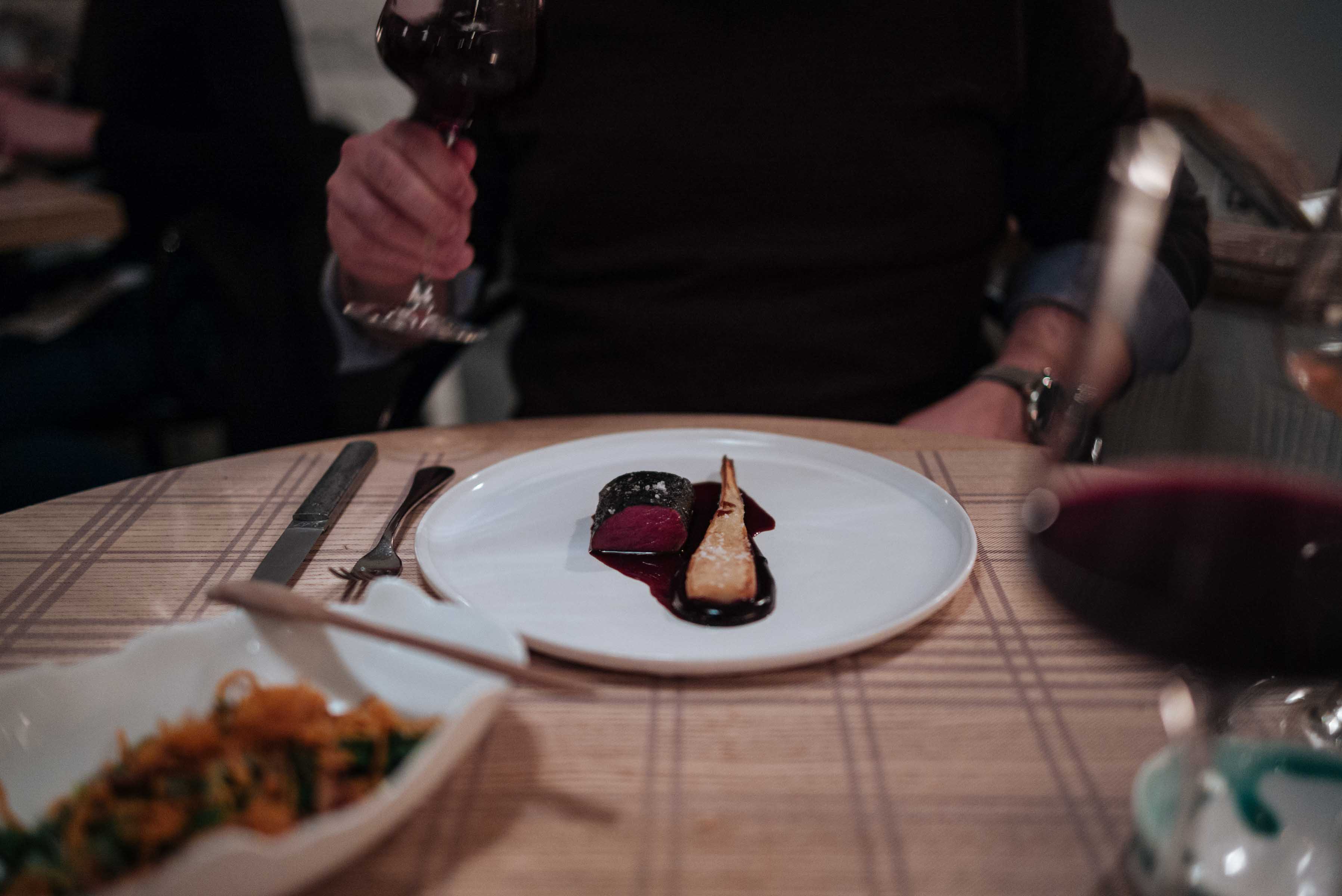 Zurich Restaurant Maison Manesse's venison course in their pre fix dinner