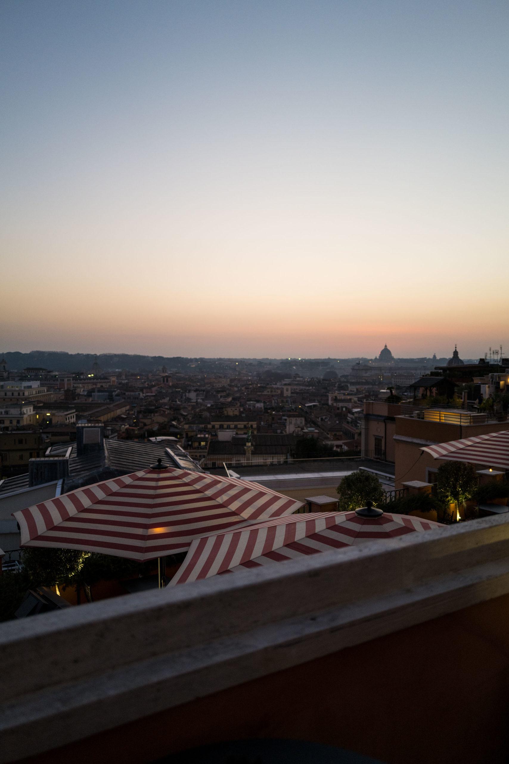 Sunset at Cielo Terrace Rocco Forte's Hotel de la Ville Rome - The Taste Edit #rome #hotel #decor #travel #sunset