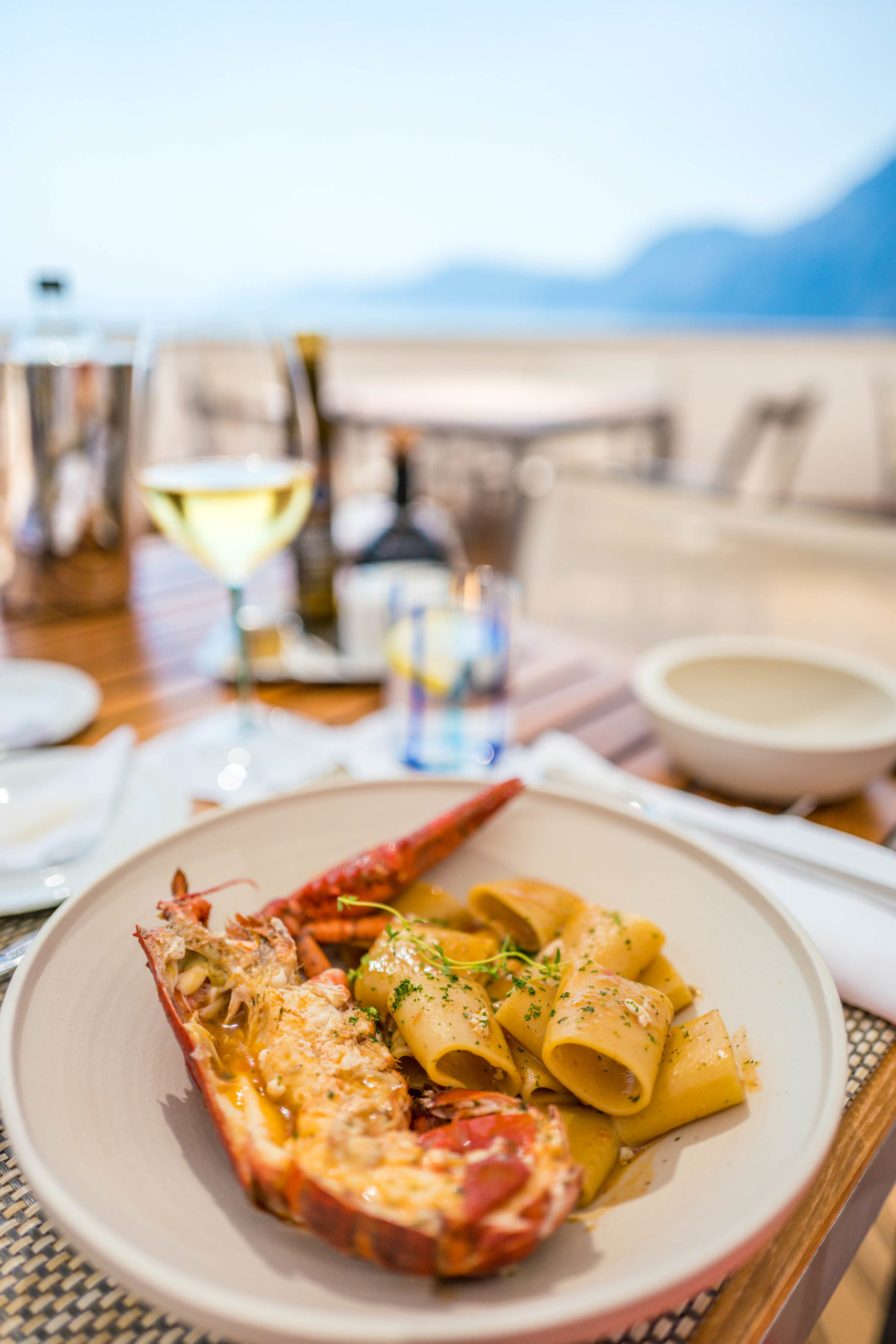 lobster pasta Lunch and cocktails at Casa Angelina hotel in the Amalfi Coast