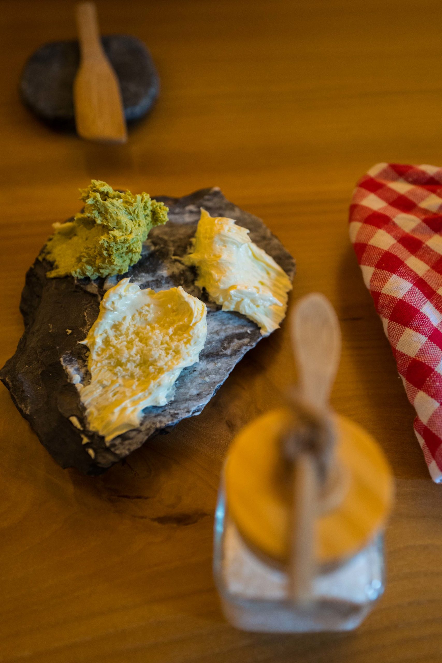 butter service at Auberge de l'Abbaye de Montheron in Switzerland near Lausanne