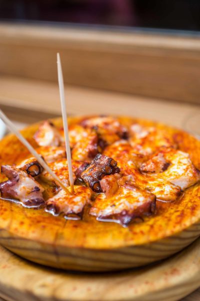 Spanish Tapas Sabor restaurant in London try the octopus that's served in thin slices