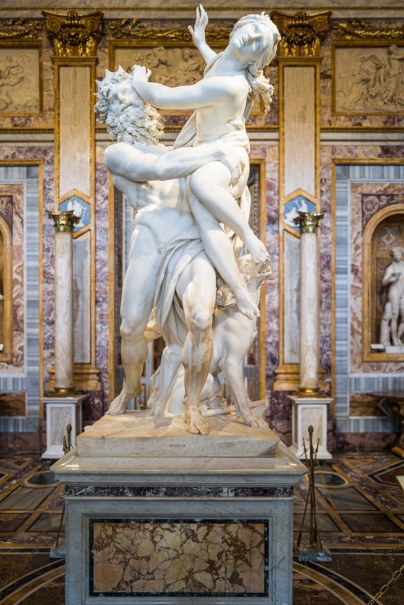 Villa Borghese Rape of ProserpineBernini Statue Tour Galleria Borghese museum in Rome without tourists, The Taste Edit #rome #borghese #italy #travel #museum
