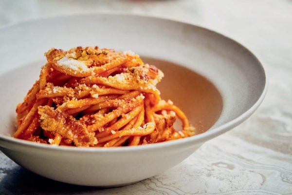 Bucatini all'amatriciana recipe from pasta cookbook