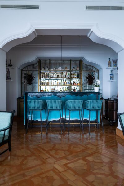 The bar at Zass in Il San Pietro Positano hotel on the Amalfi Coast