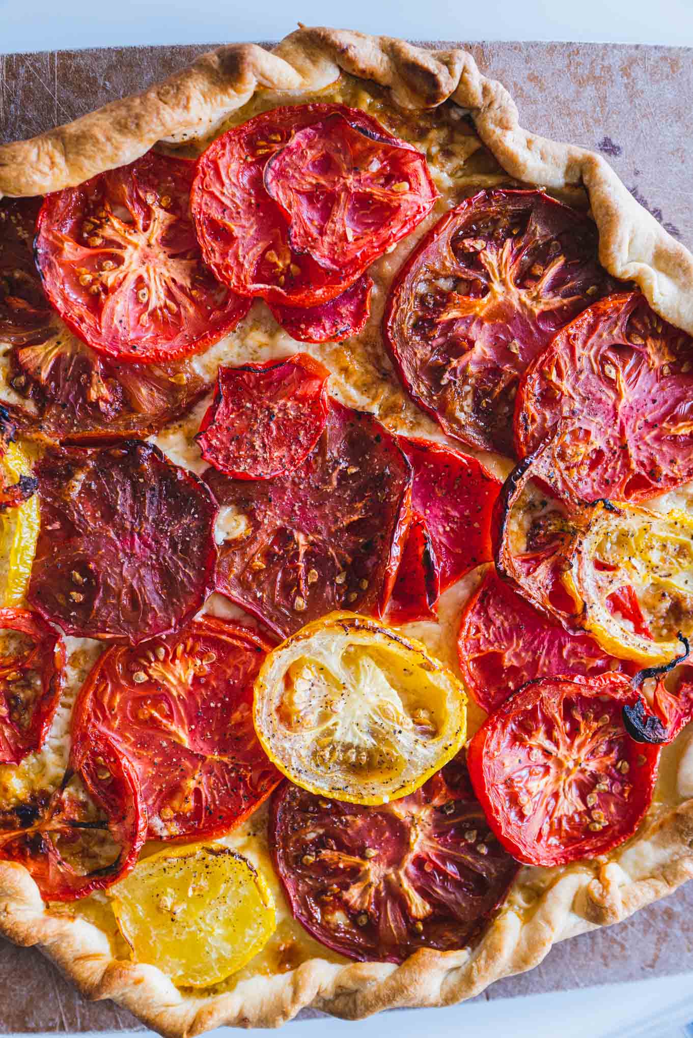 Easy tomato tart recipe from The Taste Edit using puff pastry and tri colored tomatoes 
