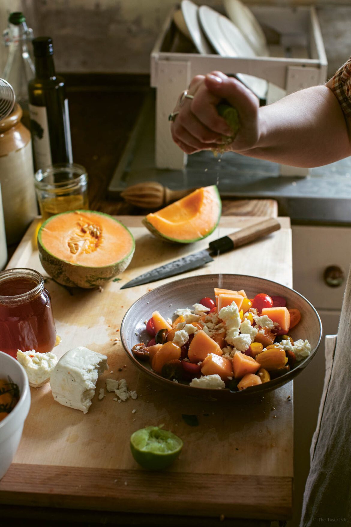 Halloumi, Melon and Tomato Salad with Chilli The Taste Edit