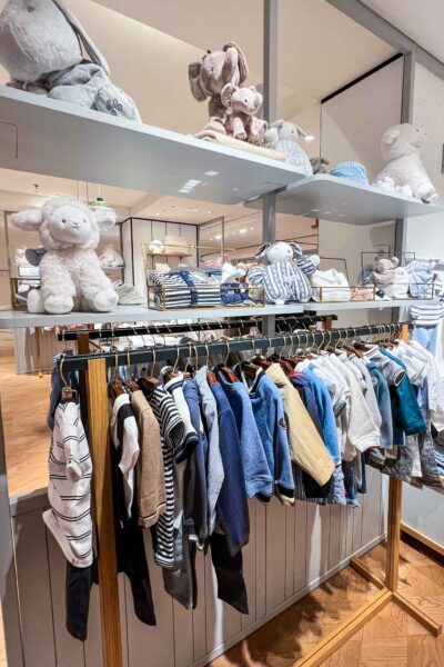 Le Bon Marche's children section with clothing and toys in Paris featuring Tartin and Chocolate brand