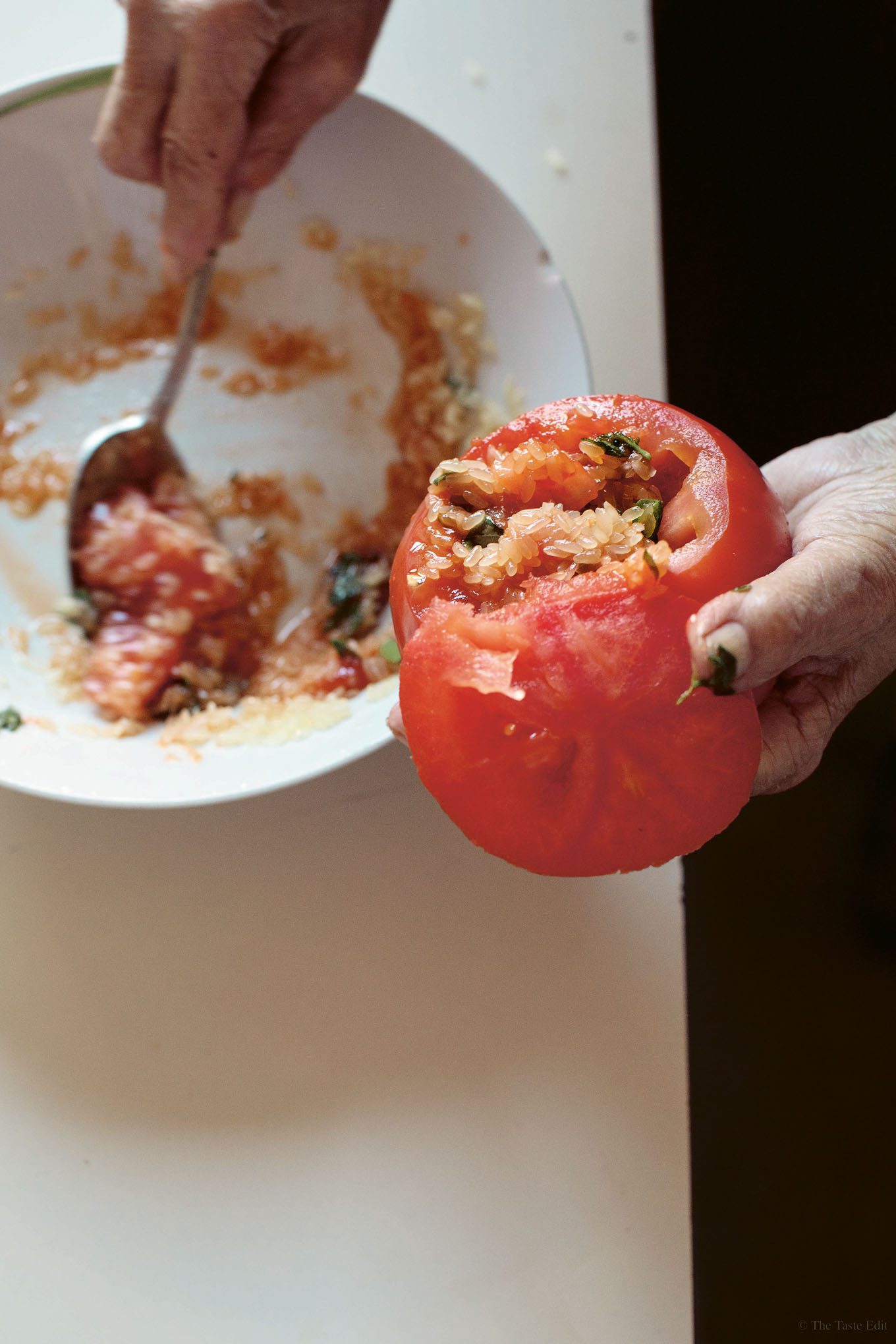 stuff tomatoes with rice for this Roman stuffed tomato recipe