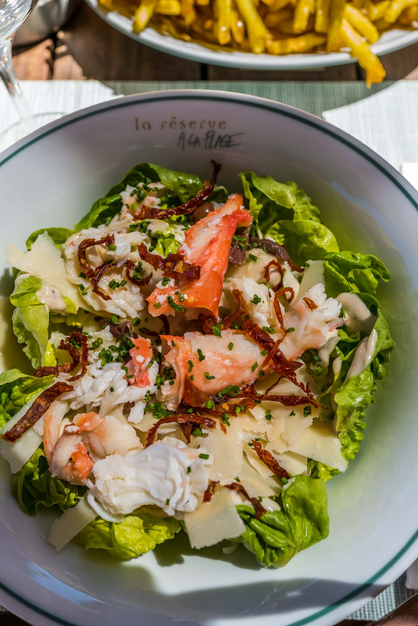 Crab salad at La Réserve à la Plage at Pampelonne Beach in France