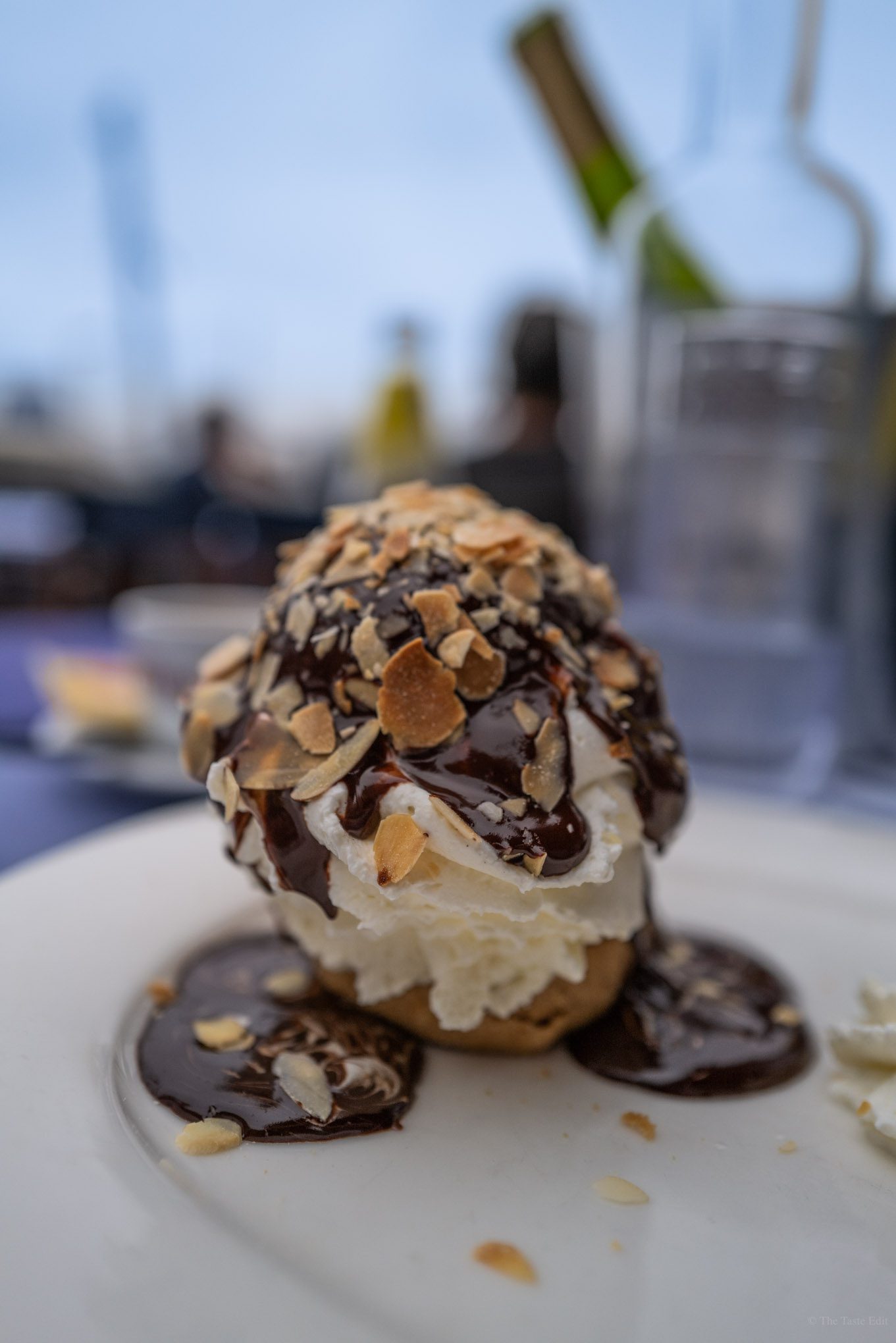 Profiterole at Chez Albert restaurant in Biarritz France