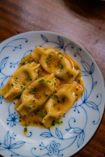 Ricotta filled handmade pasta at Le Rigmarole one of our favorite restaurants in Paris