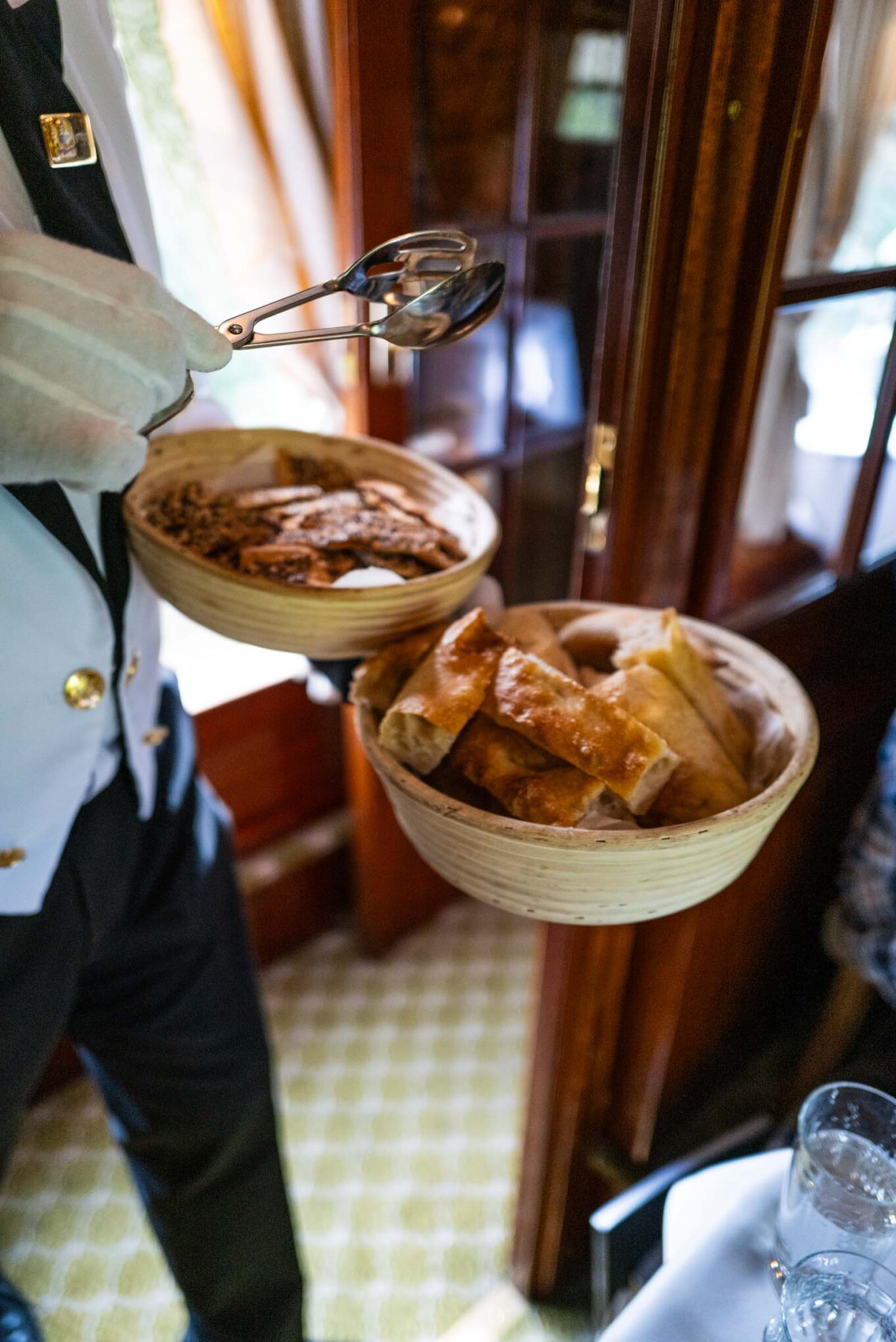 Bread service on Belmond British Pullman Train in London