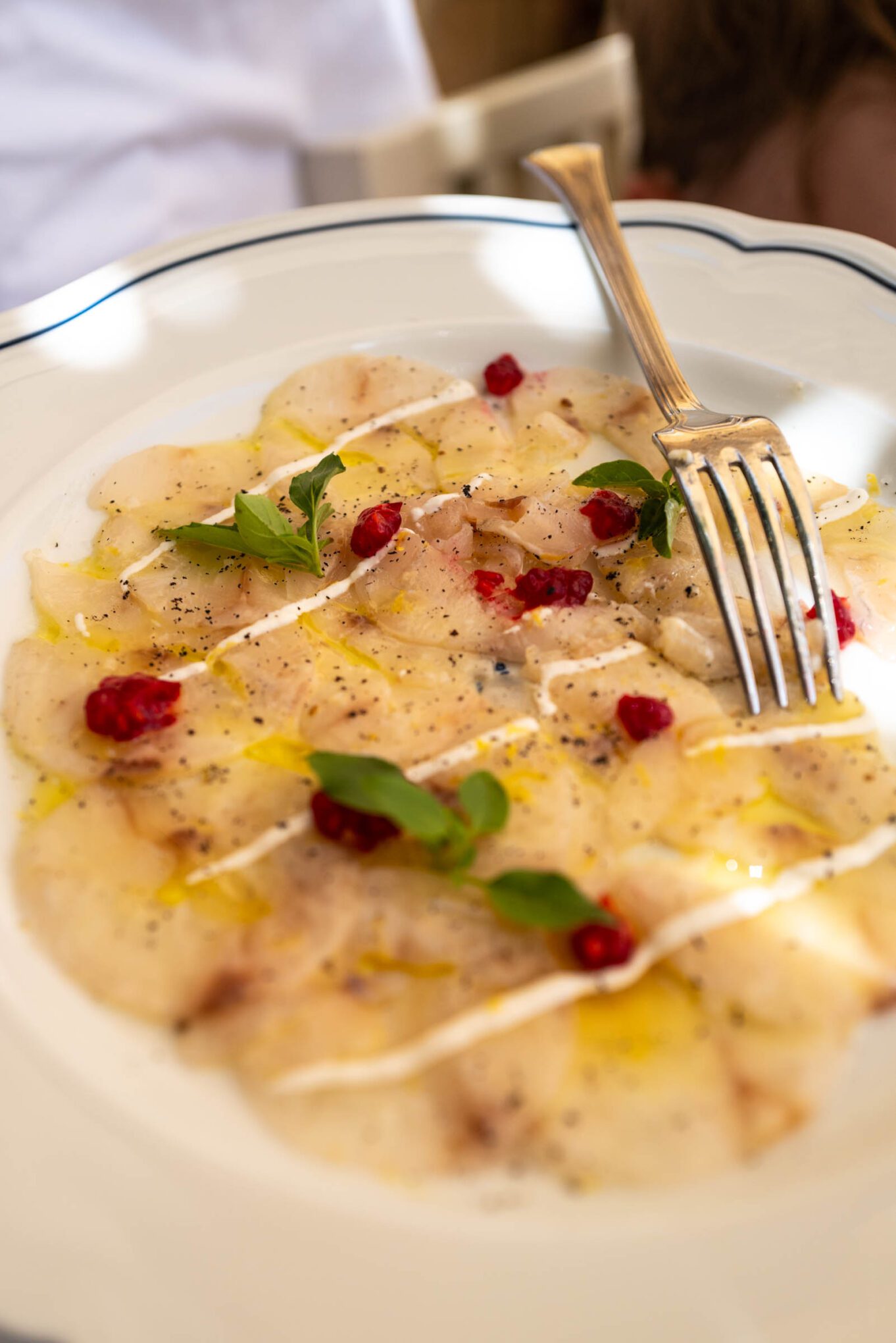 Fish carpaccio at LouLou Saint Tropez