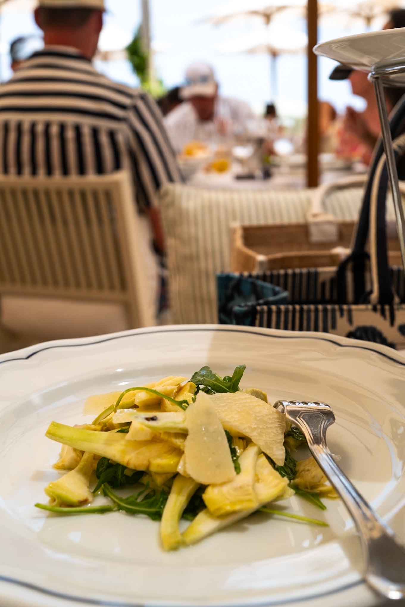 Shaved Artichoke salad in Saint Tropez LouLou restaurant and beach club 