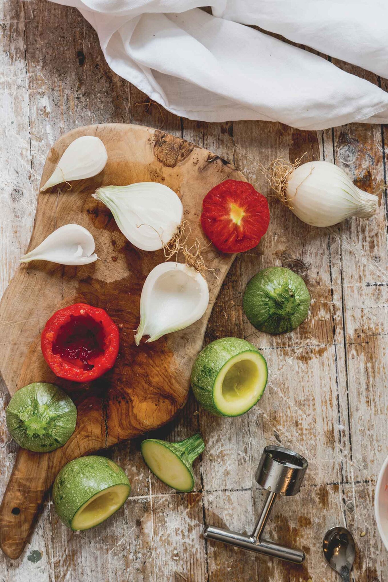 Vegetables to make stuffed zucchini, onions, and tomatoes from nice France