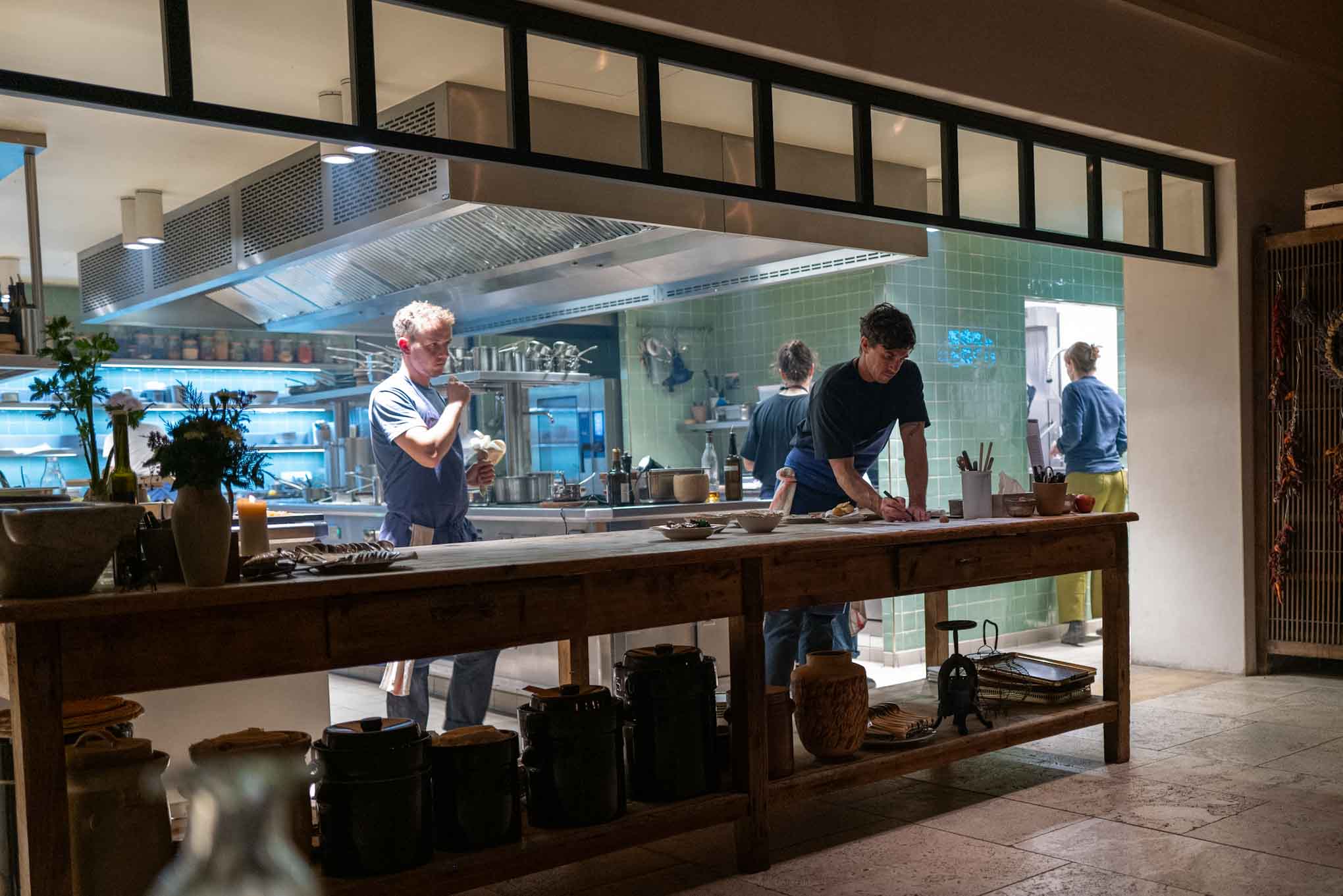 Kitchen and chef at le doyenne