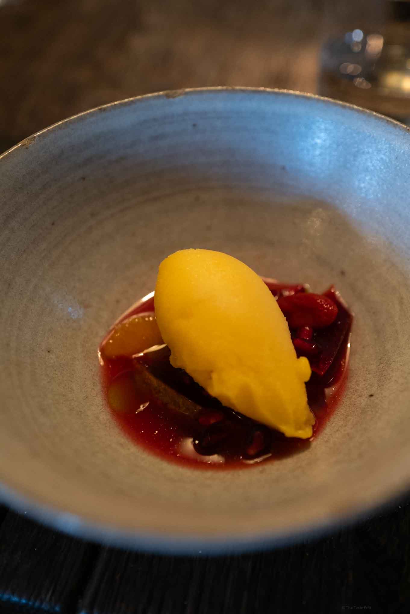 Septime Restaurant in Paris dessert with berries and sorbetto