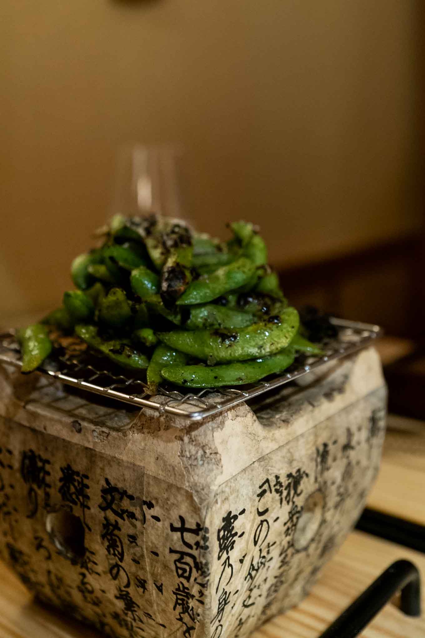 Edamame starts the tasting menu at Marie Akaney the new Japanese restaurant in Paris 