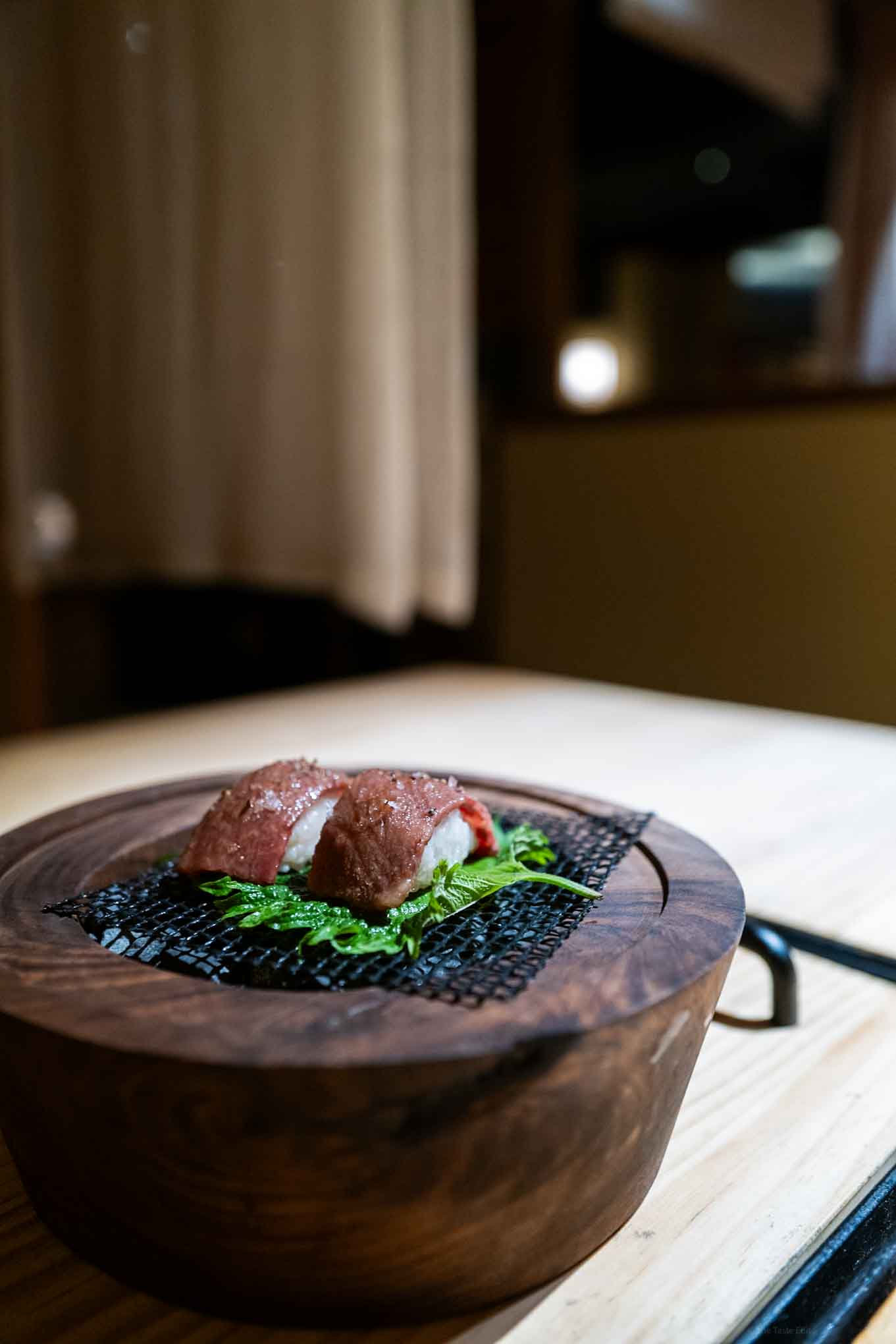 Marie Akaney the new Japanese restaurant in Paris with a tastings menu And special Japanese Matsusaka beef sushi