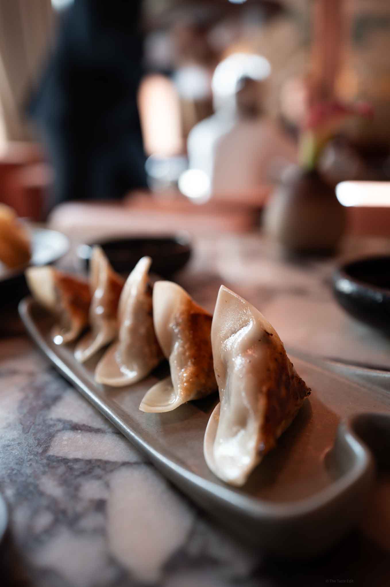 Mushroom goyzas served at The Aubrey for brunch at the Mandarin Oriental in London